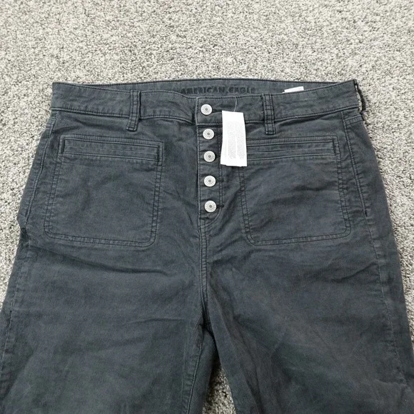 NEW American Eagle Jeans Womens 16 Blue Gray Corduroy Hi Rise Flare Flex Stretch - Picture 7 of 14